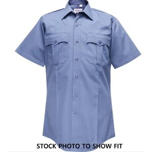 Flying Cross Men's Blue Poplin Service Short Sleeve Shirt - size XXL